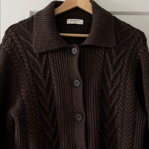 Babaton 100% Merino Wool Cable Knit Cardigan